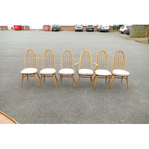 2112 - Late 20th century Light coloured Ercol set of six Hoop back chairs including a carver (6)