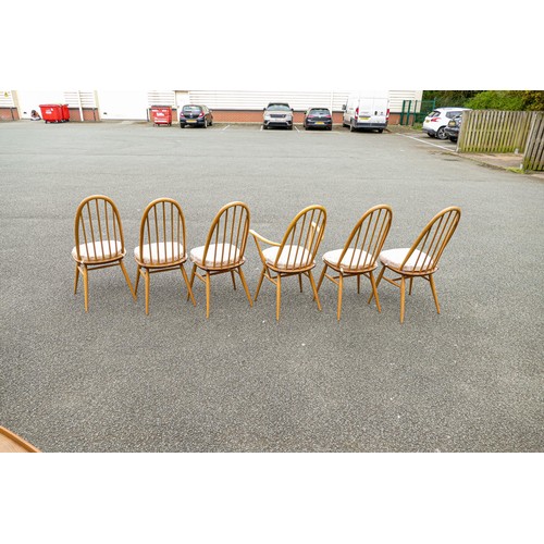 2112 - Late 20th century Light coloured Ercol set of six Hoop back chairs including a carver (6)