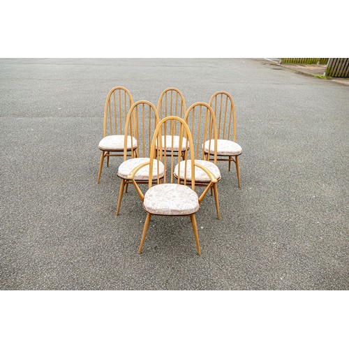 2112 - Late 20th century Light coloured Ercol set of six Hoop back chairs including a carver (6)