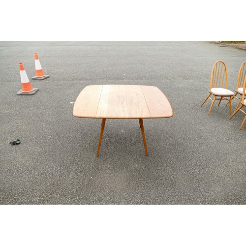 2113 - Late 20th century Light coloured Ercol drop leaf dining table, open length 128cm, depth 112cm & heig... 