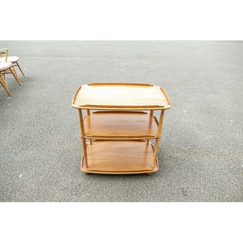 2114 - Late 20th century Light coloured Ercol three tier Hostess trolley, length 72cm, depth 46cm & height ... 