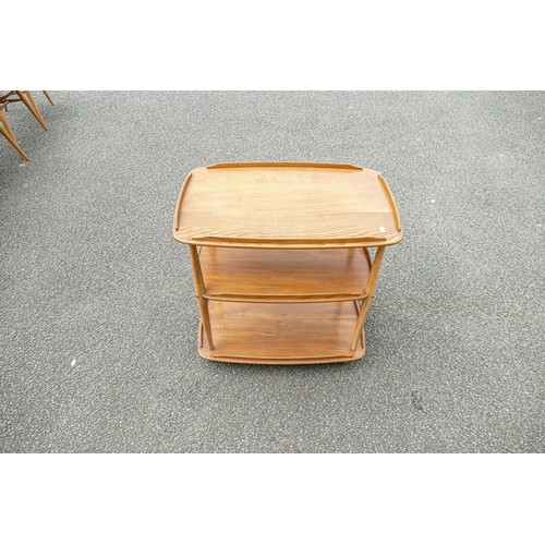 2114 - Late 20th century Light coloured Ercol three tier Hostess trolley, length 72cm, depth 46cm & height ... 