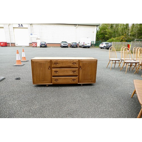 2116 - Late 20th century Light coloured Ercol two door three drawer sideboard, length 156cm, depth 43cm & h... 