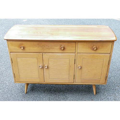 2118 - Late 20th century light coloured Ercol three door three drawer sideboard, length 120cm, depth 46cm &... 