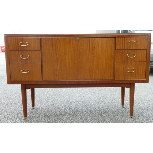 2119 - Mid century G & T Mahogany Line Welland dining set sideboard with fitted mats, length 145cm, depth 4... 