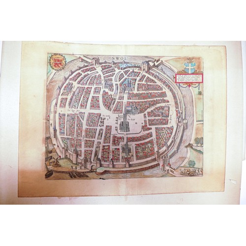 2161 - 14 hand coloured original maps from the atlas CIVITATES ORBIS TERRARUM, Georg Braun 1541 - 1622.  Al... 