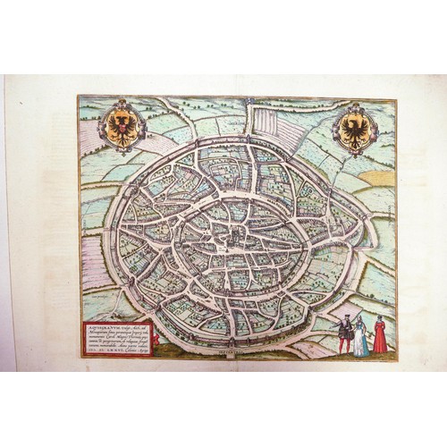 2161 - 14 hand coloured original maps from the atlas CIVITATES ORBIS TERRARUM, Georg Braun 1541 - 1622.  Al... 