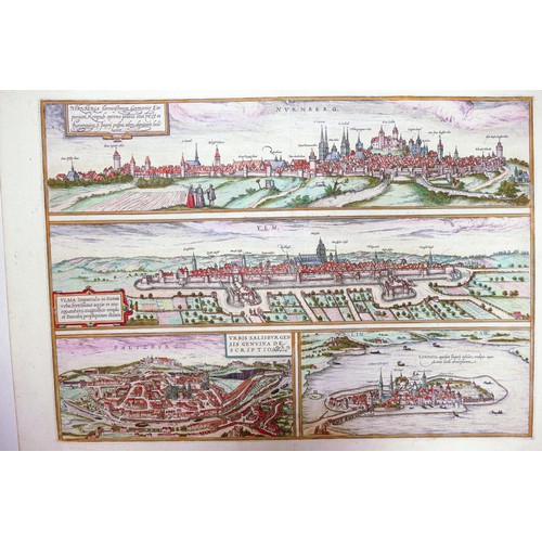 2161 - 14 hand coloured original maps from the atlas CIVITATES ORBIS TERRARUM, Georg Braun 1541 - 1622.  Al... 