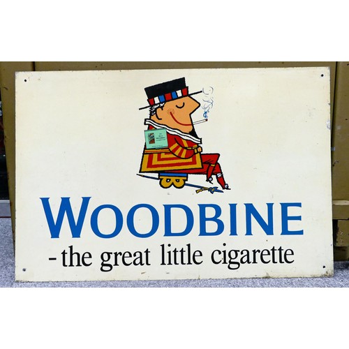 2207 - Vintage double sided Woodbine / Bristol Cigarettes advertising sign, 38.5cm x 58cm