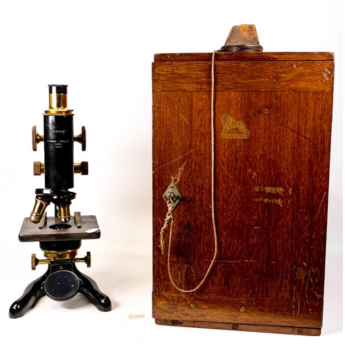 2229 - Cased Watson Doctors type microscope, height 33cm