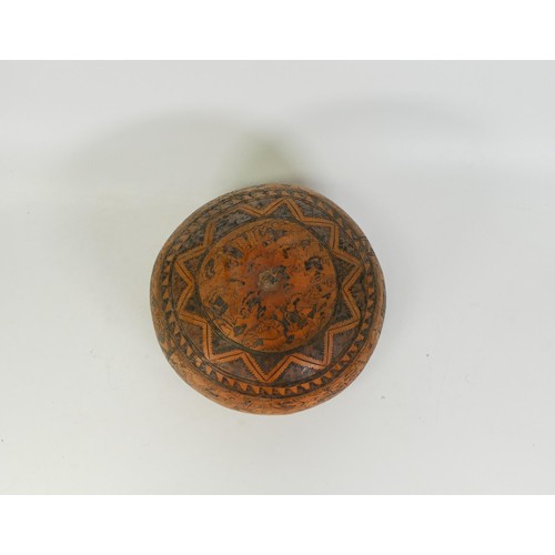 2257 - Antique hand decorated South American Gourd, diameter 15cm