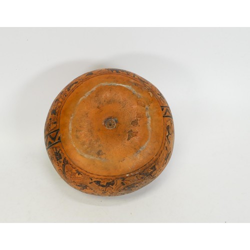 2257 - Antique hand decorated South American Gourd, diameter 15cm