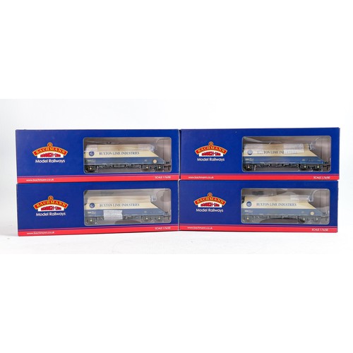 2435 - Model trains - Four Bachmann 37-327D JGA Bogie hopper wagon Buxton lime industries . Boxed (4)