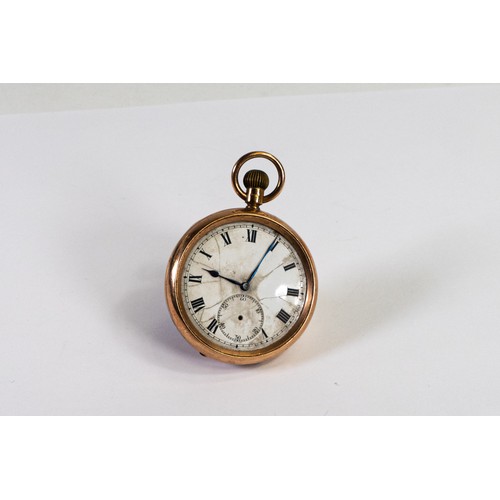 2818 - 9ct gold hallmarked open faced keyless gents pocket watch, gross weight 89.4g.  Inner AND outer dust... 