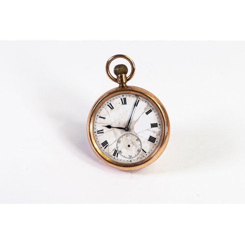 2818 - 9ct gold hallmarked open faced keyless gents pocket watch, gross weight 89.4g.  Inner AND outer dust... 