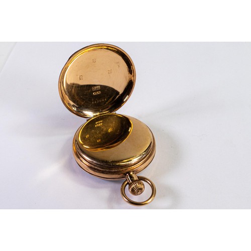 2822 - 9ct gold J W Benson top winding pocket watch, gross weight 84.5g, in box. In ticking order.