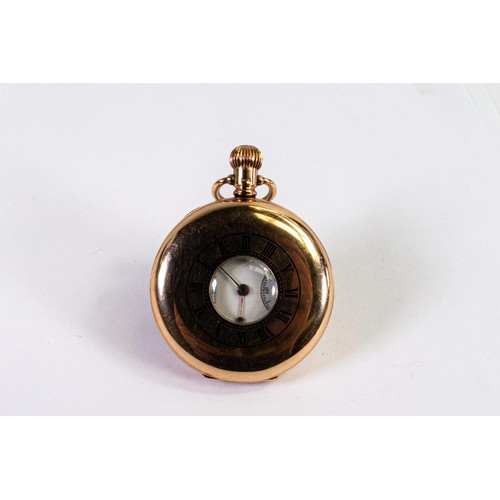 2823 - 9ct gold Coventry Astral top winding half hunter pocket watch, Rotherham golf presentation inscripti... 