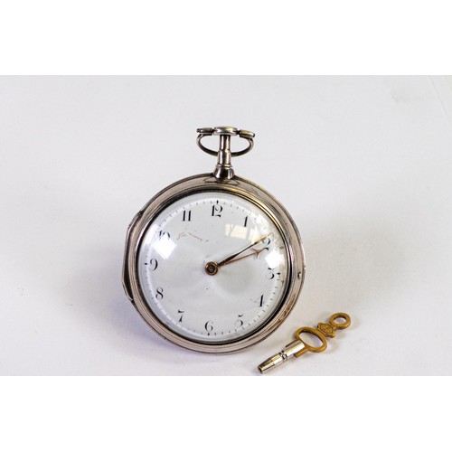 2825 - 18th century Silver pair cased verge fusee pocket watch, maker George Tupman London 1792, d.6cm. Tic... 