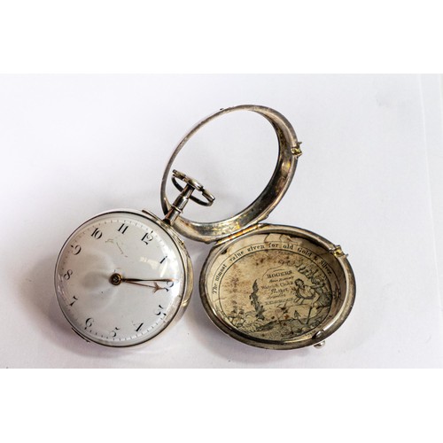 2825 - 18th century Silver pair cased verge fusee pocket watch, maker George Tupman London 1792, d.6cm. Tic... 