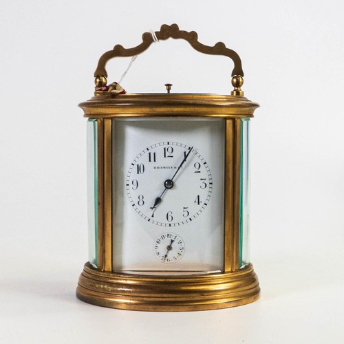 2026 - Fine 19th century Italian oval brass oversize Carriage Clock, with repeat and alarm function, comple... 