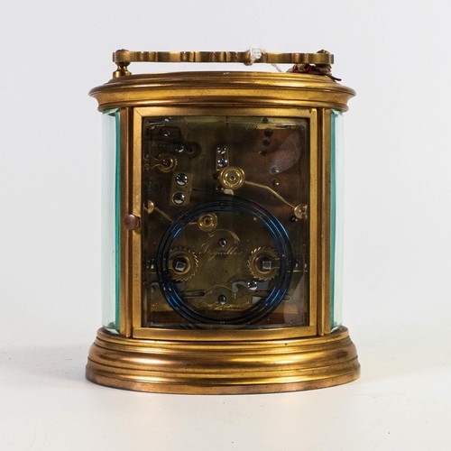 2026 - Fine 19th century Italian oval brass oversize Carriage Clock, with repeat and alarm function, comple... 