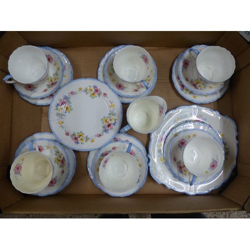 123 - Paragon Tea ware items to include 6 trios, milk jug, sandwich plate together with Crown Staffordshir... 