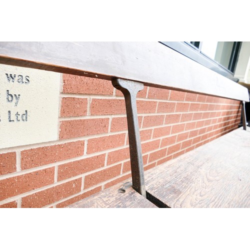 2075 - Early 20th century Cast Iron & Pine Sunday School/Tram bench with switchable back rest, a further am... 