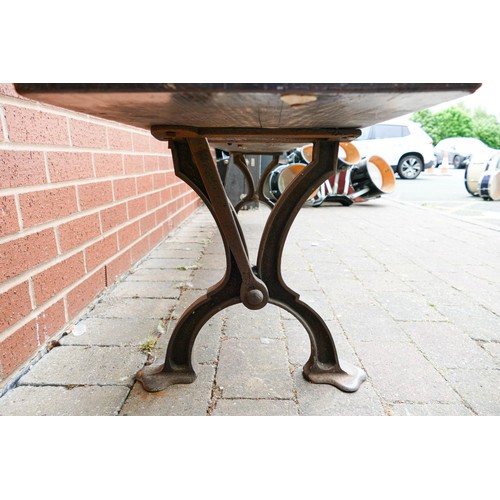 2076 - Early 20th century Cast Iron & Pine Sunday School/Tram Bench with switchable back rest, a further am... 