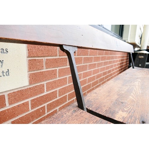 2076 - Early 20th century Cast Iron & Pine Sunday School/Tram Bench with switchable back rest, a further am... 