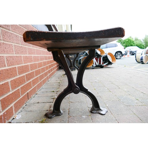 2077 - Early 20th Century Cast Iron & Pine Sunday School/Tram Bench with switchable back rest, a further am... 