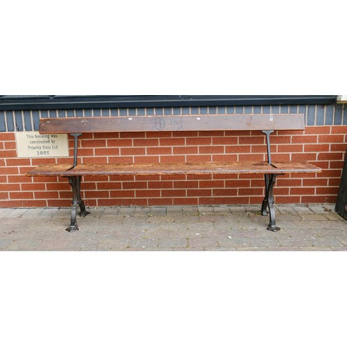 2078 - Early 20th Century Cast Iron & Pine Sunday School/Tram Bench with switchable back rest, a further am... 