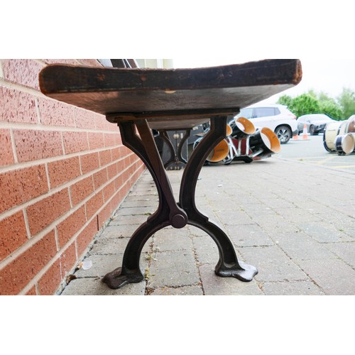 2078 - Early 20th Century Cast Iron & Pine Sunday School/Tram Bench with switchable back rest, a further am... 