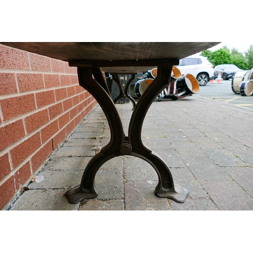 2079 - Early 20th century Cast Iron & Pine Sunday School/Tram Bench with switchable back rest, a further am... 