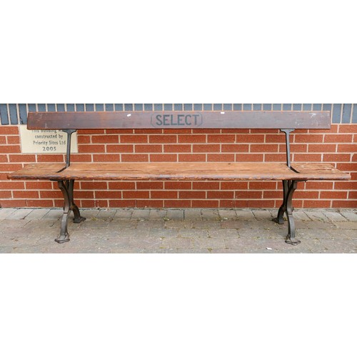 2088 - Early 20th century Cast Iron & Pine Sunday School/Tram Bench with switchable back rest, a further am... 