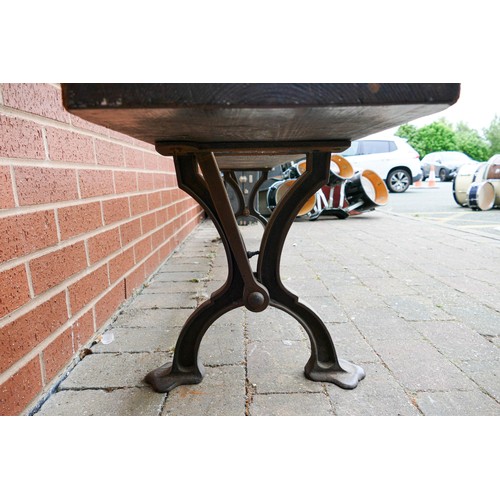 2088 - Early 20th century Cast Iron & Pine Sunday School/Tram Bench with switchable back rest, a further am... 