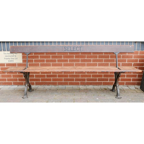 2088 - Early 20th century Cast Iron & Pine Sunday School/Tram Bench with switchable back rest, a further am... 