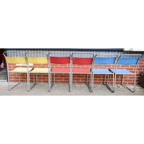 2122 - Mid century tubular steel Harlequin set of six stacking chairs, a further amount of this will be in ... 