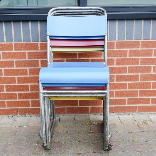 2122 - Mid century tubular steel Harlequin set of six stacking chairs, a further amount of this will be in ... 