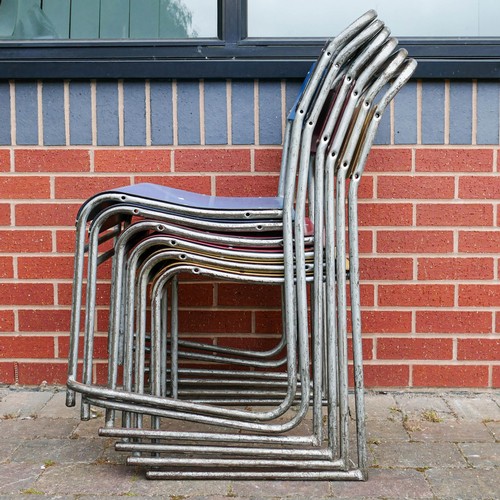 2122 - Mid century tubular steel Harlequin set of six stacking chairs, a further amount of this will be in ... 