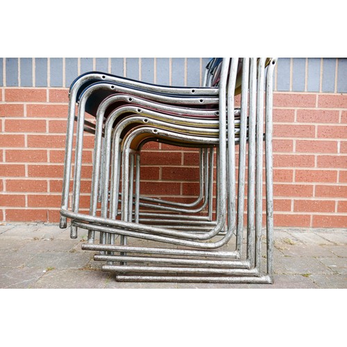 2122 - Mid century tubular steel Harlequin set of six stacking chairs, a further amount of this will be in ... 