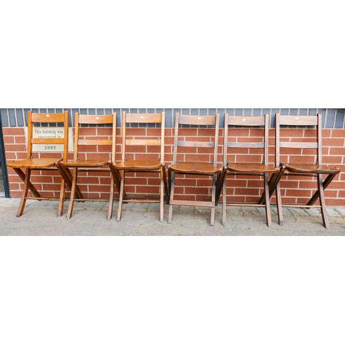 2089 - Early 20th century folding Sunday School chairs, set of six, a further amount of this will be in Sun... 