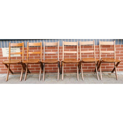 2091 - Early 20th century folding Sunday School chairs set of six, a further amount of this will be in Sund... 