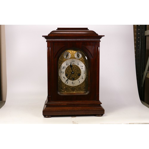 2018 - Edwardian Mahogany cased Junghans Westminster chime bracket clock, height 43cm