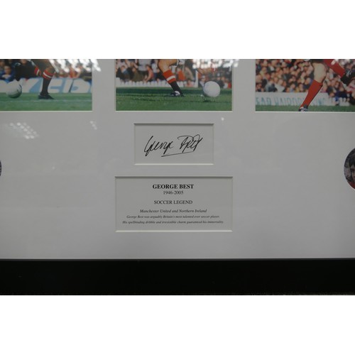 2010 - Signed George Best Soccer Legend framed print, 39cm x 81cm