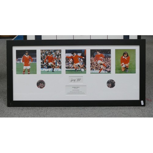 2010 - Signed George Best Soccer Legend framed print, 39cm x 81cm