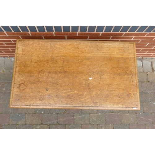 2069 - Victorian oak two drawer side table with Barley Twist supports. Height 71cm, width 106cm, depth 61cm