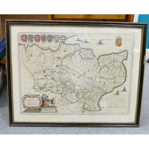 2180 - Six large framed maps 17th/18th century in similar (but not exactly) sized matching frames.  The lar... 