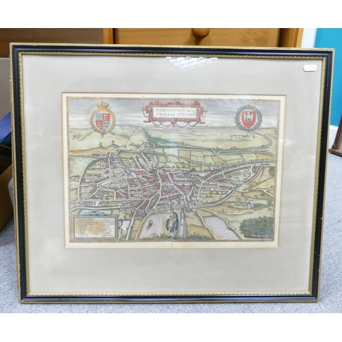 2180 - Six large framed maps 17th/18th century in similar (but not exactly) sized matching frames.  The lar... 