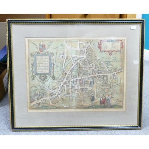 2180 - Six large framed maps 17th/18th century in similar (but not exactly) sized matching frames.  The lar... 