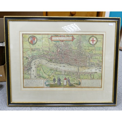 2180 - Six large framed maps 17th/18th century in similar (but not exactly) sized matching frames.  The lar... 